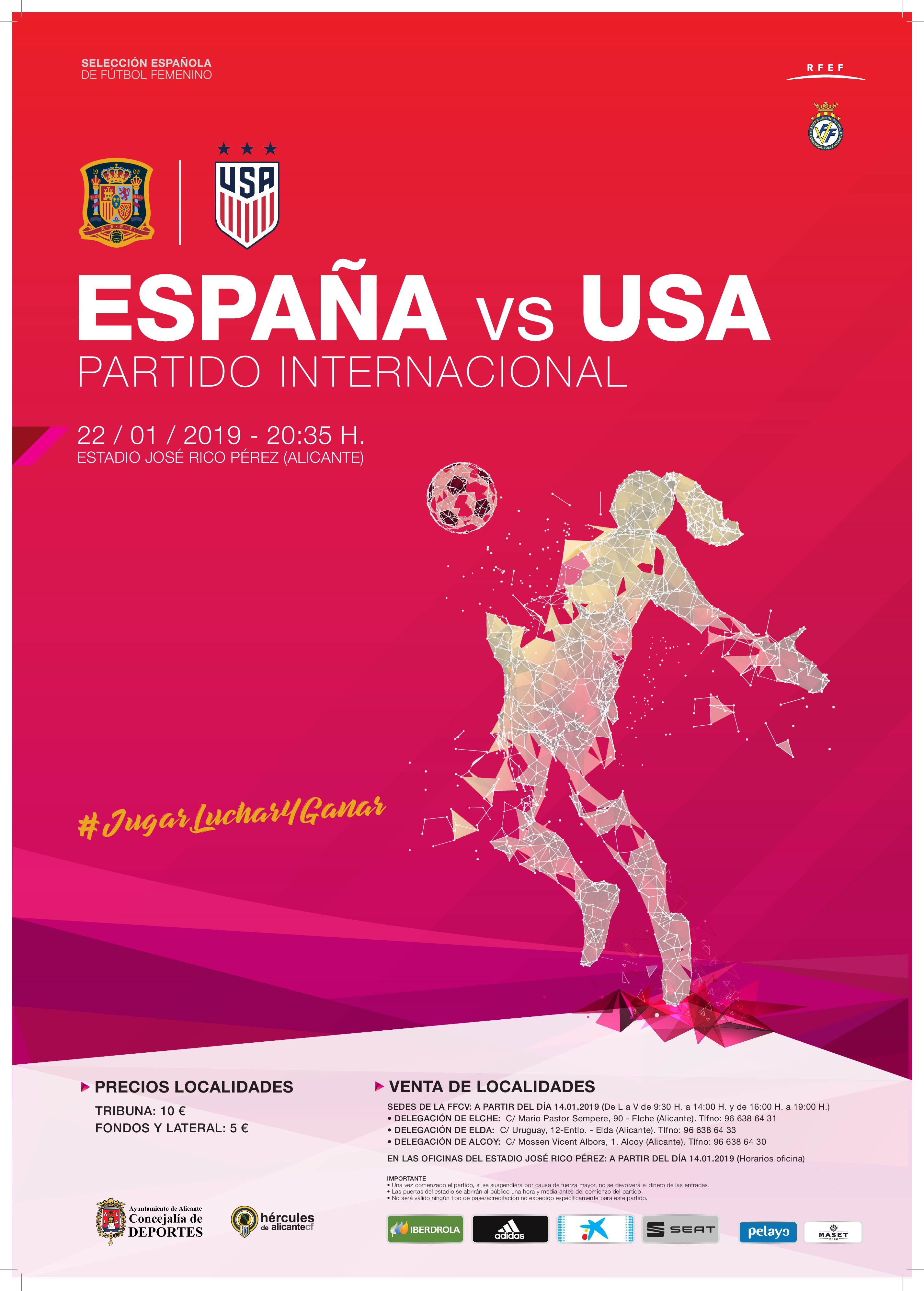 Cartel anunciador del España-Estados Unidos del Rico Pérez