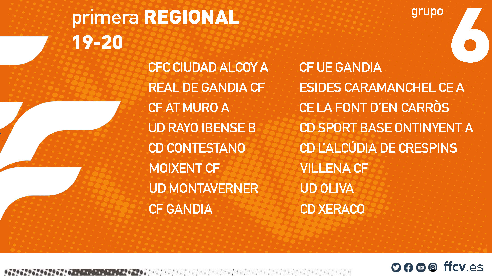 Estos son los grupos de la Primera Regional FFCV
