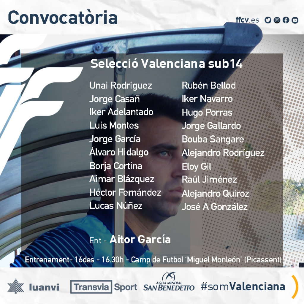 protestante inversión Saludo Convocatoria Selecció Valenciana masculina sub14 - FFCV