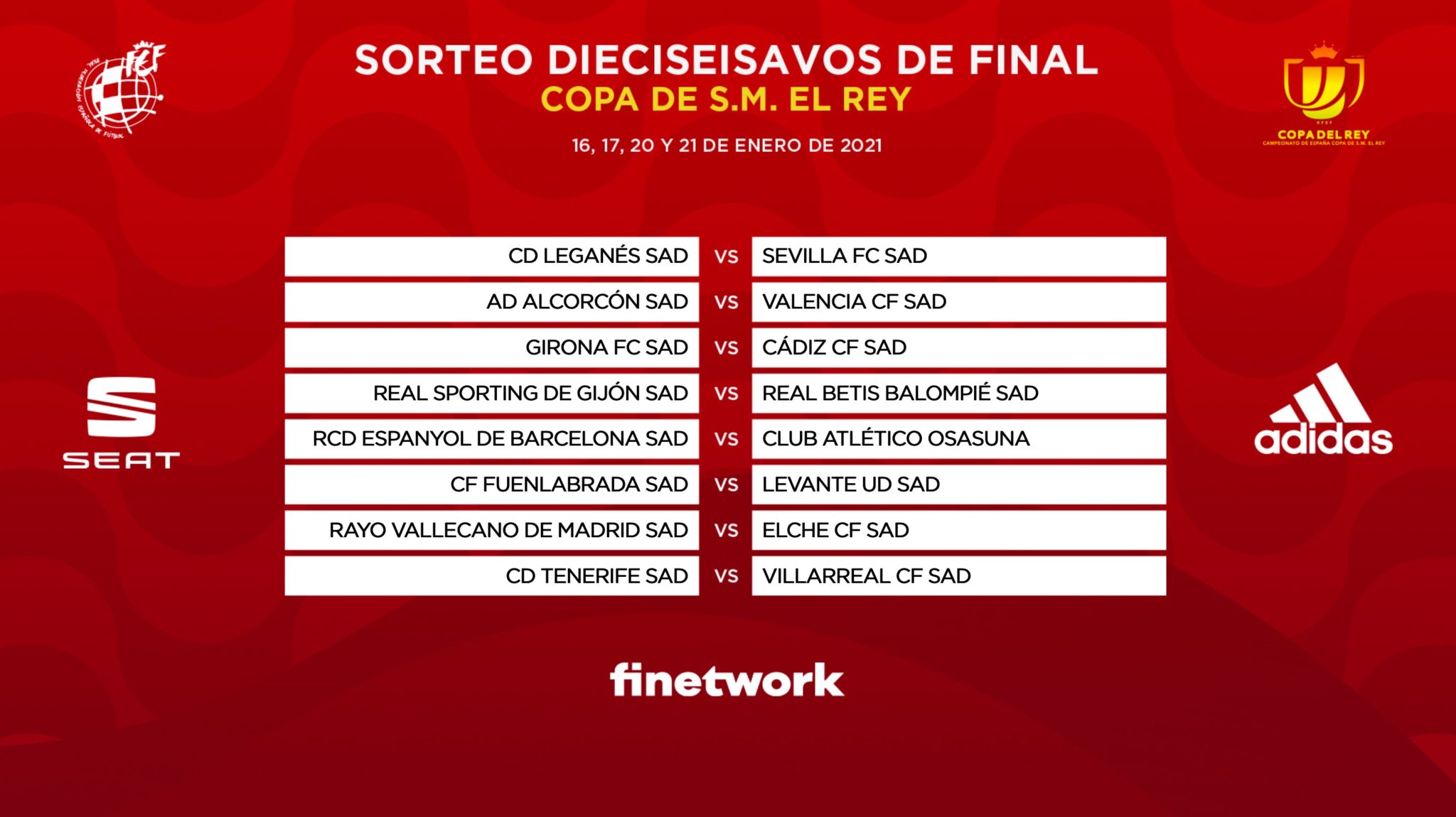 Listos los cruces de dieciseisavos de final tras el Sorteo de Copa del ...