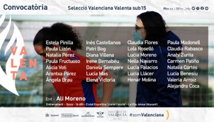 CONVOCATORIA Valenta sub15 Alicia Moreno La Vila Joiosa