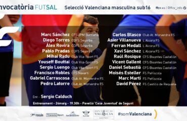 convocatoria Selecció Valenciana sub16 futsal Calduch