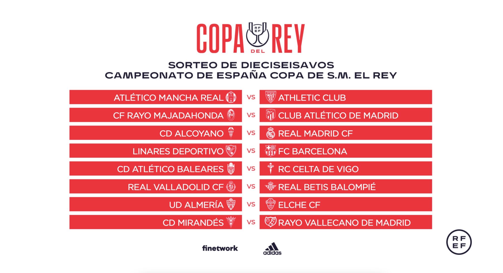 Listos los cruces de dieciseisavos de Final de la Copa de Su Majestad ...