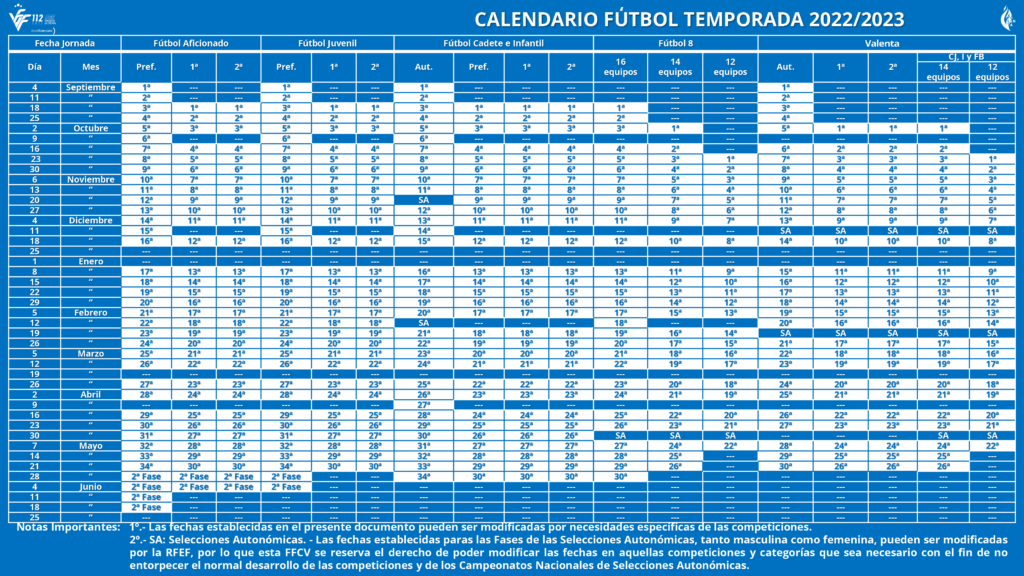 Calendario liga valencia 2022 23