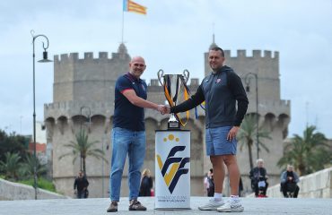 Edu Palomares (UE Tavernes Valldigna) y Fernando García (CD Onda) previa final La Nostra Copa