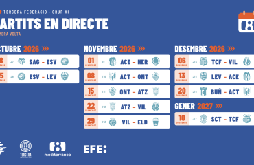 Calendario de partidos del Grupo VI de Tercera Federación que La 8 Mediterráneo emite en directo en la primera vuelta 2026/2027