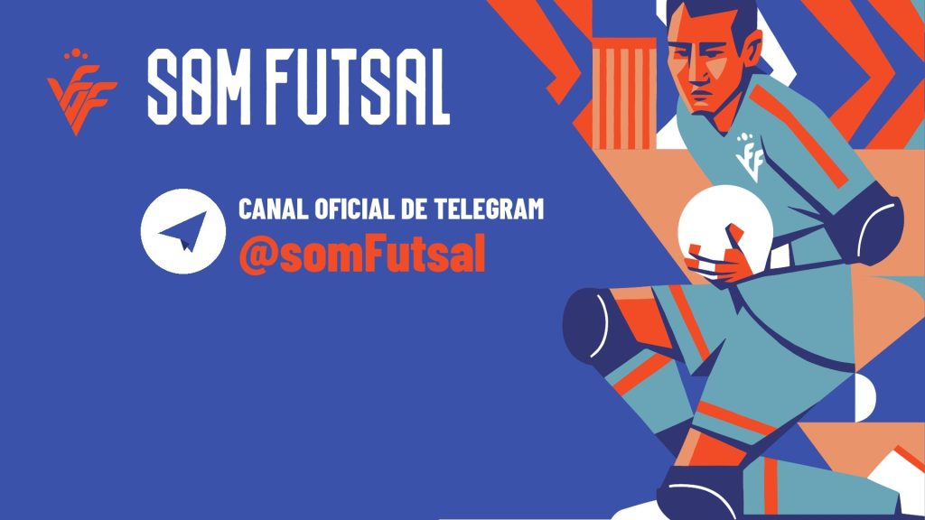 Canal oficial de Telegram @somFutsal de la FFCV con la ilustración de un portero de futsal de la Selecció Valenciana