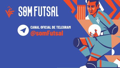 Canal oficial de Telegram @somFutsal de la FFCV con la ilustración de un portero de futsal de la Selecció Valenciana