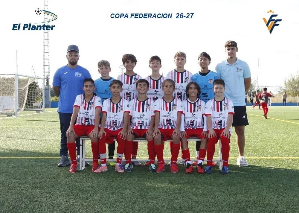 Equipo alevín Alzira A en la 1.ª jornada de la Copa Federació en El Planter