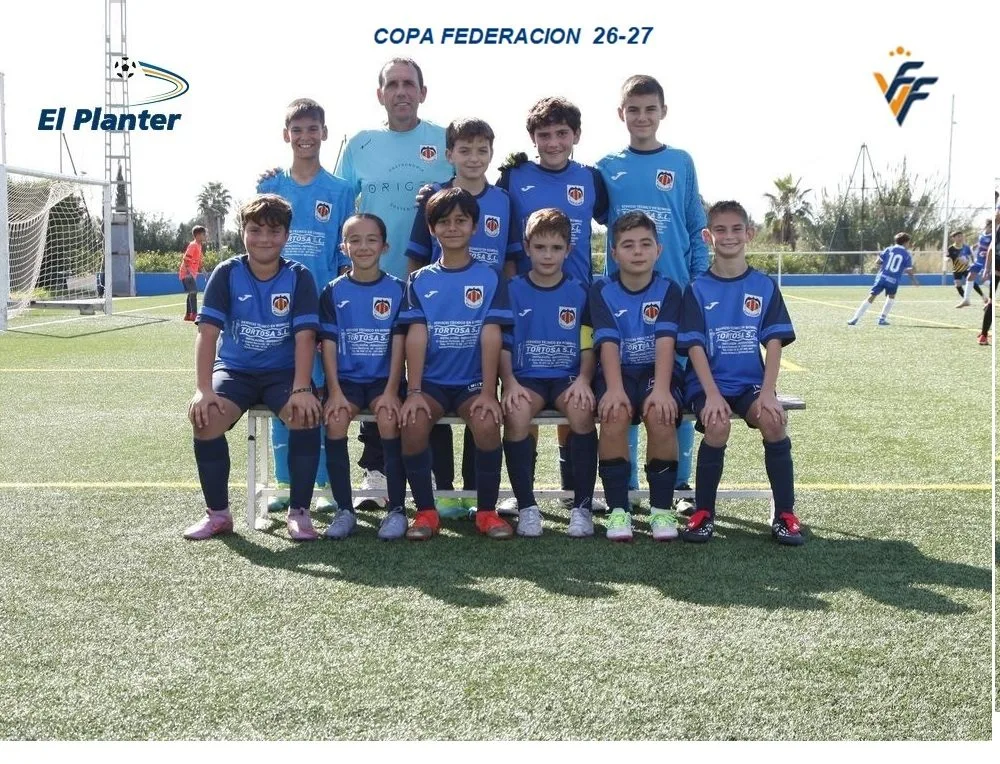 Equipo alevín Rafelguaraf en la 1.ª jornada de la Copa Federació en El Planter