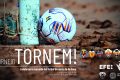 Cartel del II Torneo Tornem! con un balón junto a una portería embarrada, escudos de los clubes participantes y logos de la Agencia EFE y la FFCV