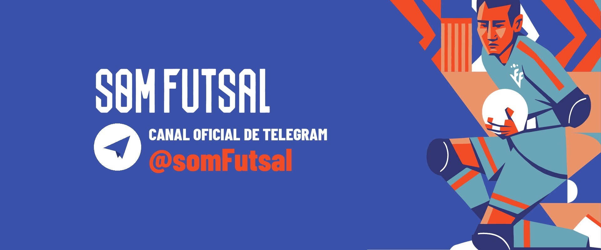 Slide del canal oficial de Telegram @somFutsal de la FFCV con un portero de futsal ilustrado